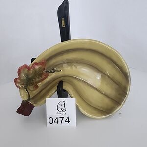 Green Autumn Gourd Maple Leaf Serving Dish Microwave Dishwasher Safe Curved